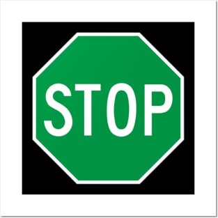 Green Stop Sign Posters and Art